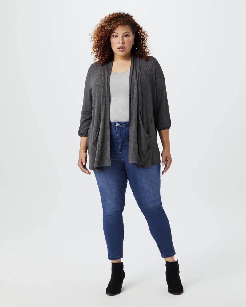 Plus size three quarter sleeve cardigans discount